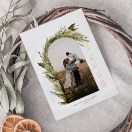 Arch Waterverf Wreath Merry kerstfoto Folie Folie Feestdagenkaart