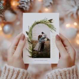 Arch Waterverf Wreath Merry kerstfoto Folie Folie Feestdagenkaart