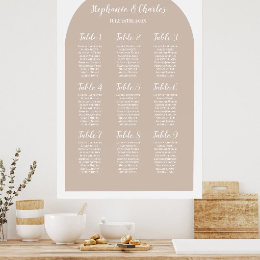 Arch Wedding Seating Chart Poster (Keuken)