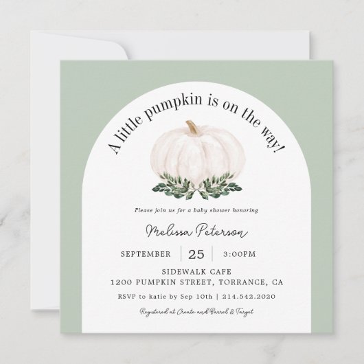 Arch White Herfst Baby shower Square Invitat Kaart (Voorkant)