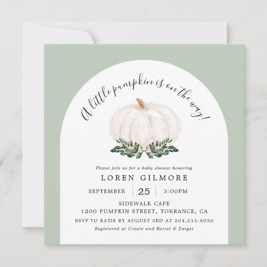 Arch White Herfst Baby shower Square Kaart (Voorkant)