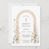 Arch Wildflower Eerste Verjaardag uitnodiging (Voorkant)