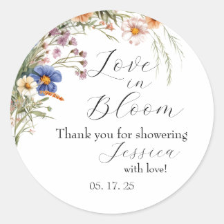 Arch Wildflower "Love in Bloom" Bruiloftsontbijt U Ronde Sticker