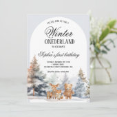 Arch Winter Onederland Verjaardagsdennenbos Kaart (Staand voorkant)