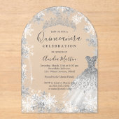 Arch Winter Snowflake Clear Fosted Quinceanera Acryl Uitnodigingen (Voorkant)