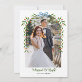 Arch with Bow & Garland Christmas Photo Aankondiging (Voorkant)