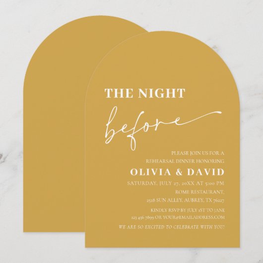 Arch Yellow Night voor het repetitiediner Kaart (Voorkant / Achterkant)