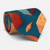 Archaeoindris Geometrisch Kleurrijk Aangepast Patr Stropdas (Opgerold)
