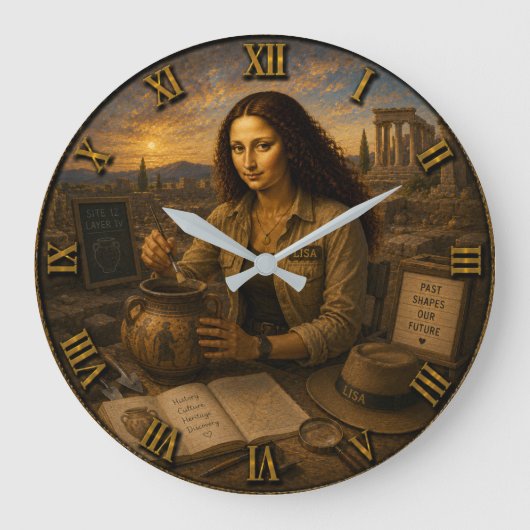 Archaeologist Funny Mona Lisa Archaeology Gift Grote Klok (Voorkant)