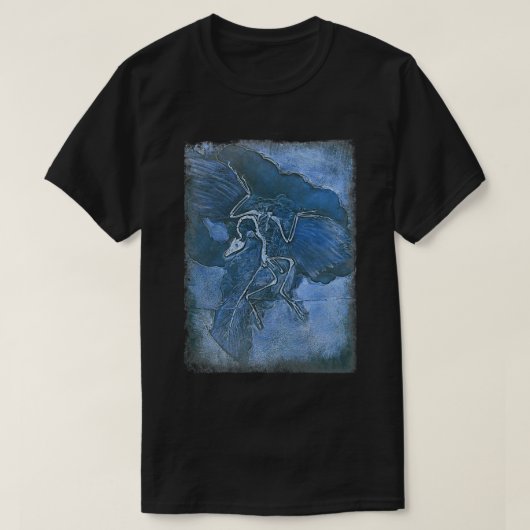 archaeopteryx in blauw t-shirt (Design voorkant)