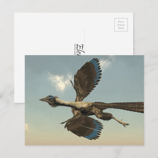 Archaeopteryx vogeldinosaurussen die vliegen - 3D  Briefkaart (Voorkant / Achterkant)