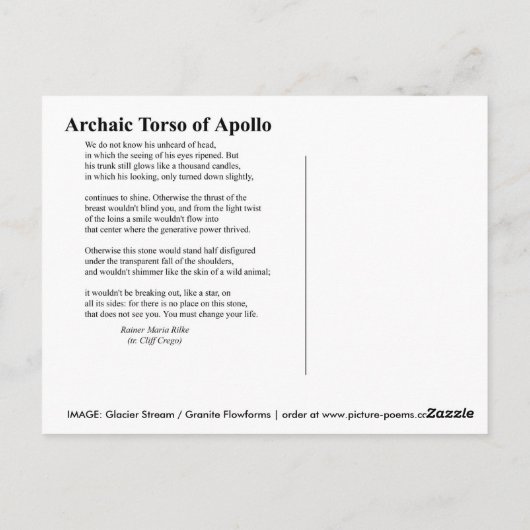 ARCHAISCHE TORSO VAN APOLLO BRIEFKAART (Achterkant)