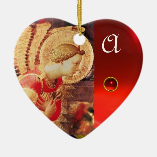 ARCHANGEL GABRIE Heart Gemstone Monogram Keramisch Ornament (Voorkant)