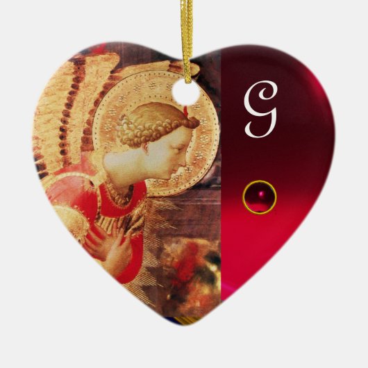 ARCHANGEL GABRIE Heart Gemstone Monogram Keramisch Ornament (Voorkant)