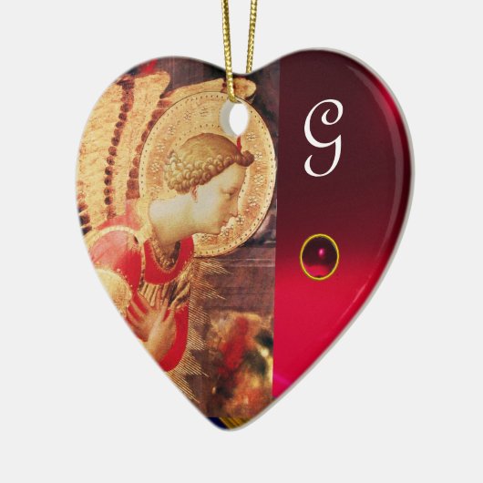 ARCHANGEL GABRIE Heart Gemstone Monogram Keramisch Ornament (Links)