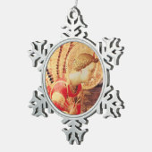 ARCHANGEL GABRIEL IN RED EN GOLD TIN SNEEUWVLOK ORNAMENT (Rechts)