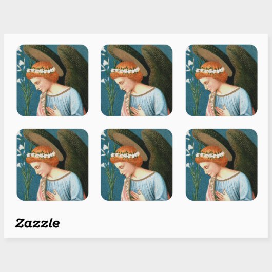 Archangel Gabriel, Lippi's aankondiging (Detail) Vierkante Sticker (Vel)