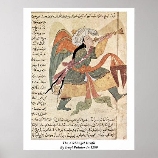 Archangel Israëfil van Iraakse schilder in 1280 Poster (Voorkant)