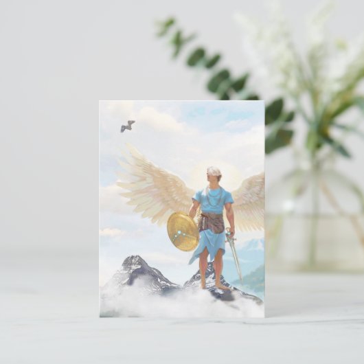 Archangel Michael Bescherming Moed Engel Noot Briefkaart (Staand voorkant)