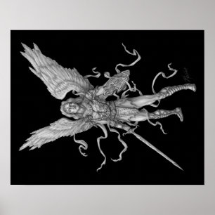 Archangel Michael- Black Background Poster