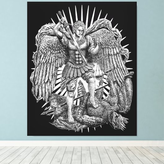 Archangel Michael Canvas Afdruk (Insitu (Houten vloer))