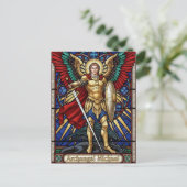 Archangel Michael - Colorful Stained Glass Angel Briefkaart (Staand voorkant)
