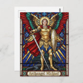 Archangel Michael - Colorful Stained Glass Angel Briefkaart (Voorkant / Achterkant)