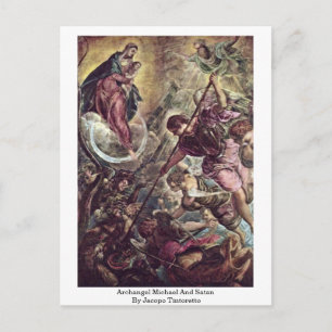 Archangel Michael en Satan van Jacopo Tintoretto Briefkaart