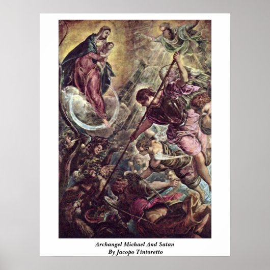 Archangel Michael en Satan van Jacopo Tintoretto Poster (Voorkant)