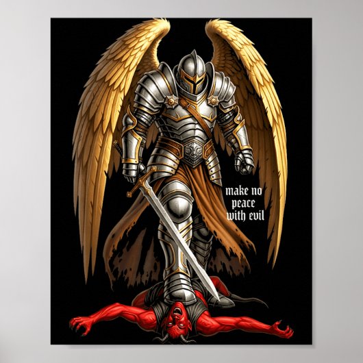 Archangel Michael Geloofsontwerp Maak Geen Vrede M Poster (Voorkant)