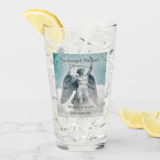 Archangel Michael God's laseroog, grijze Glass Cup Glas (Voorkant ijs)