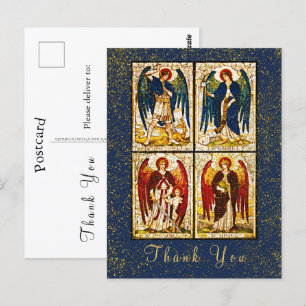 Archangel Michael Gold Glitter Navy Blue Hartelijk Briefkaart