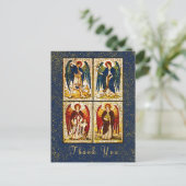 Archangel Michael Gold Glitter Navy Blue Hartelijk Briefkaart (Staand voorkant)