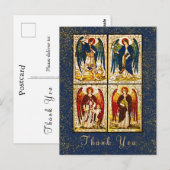 Archangel Michael Gold Glitter Navy Blue Hartelijk Briefkaart (Voorkant / Achterkant)