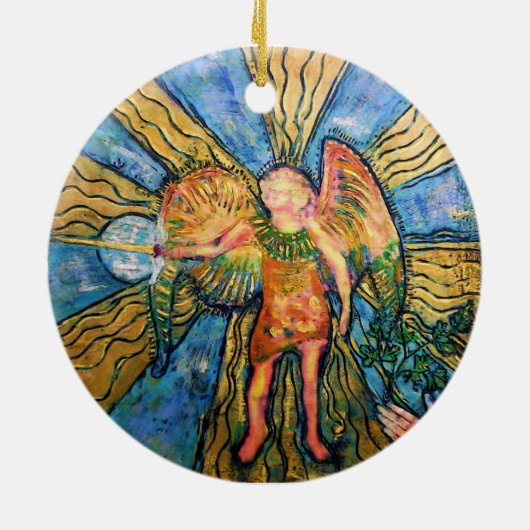 Archangel Michael Kerstornament Keramisch Ornament (Achterkant)