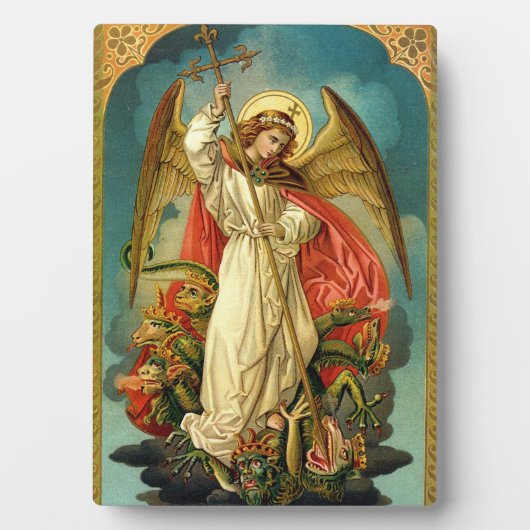 Archangel Michael Tabletop Plaque Fotoplaat (voorkant)