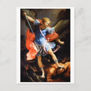 Archangel Michael tramples Satan, Guido Reni Briefkaart