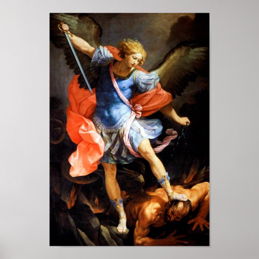 Archangel Michael tramples Satan, Guido Reni Poster (Voorkant)