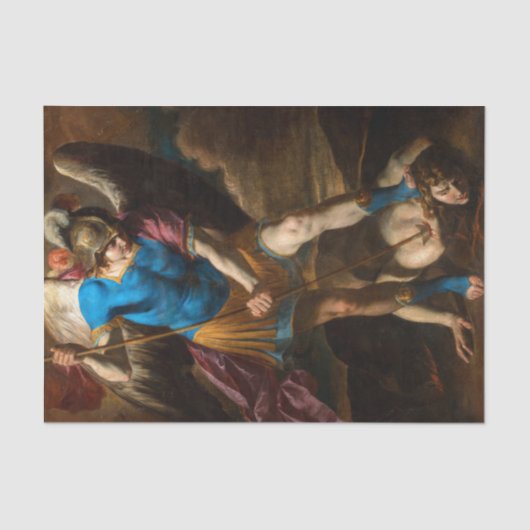 Archangel Michael vecht tegen de Fallen Angel Tissuepapier (Voorkant)