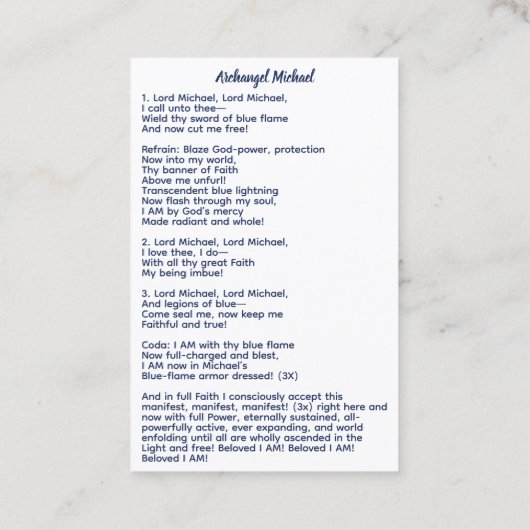 Archangel Michael Visitekaartje (Achterkant)