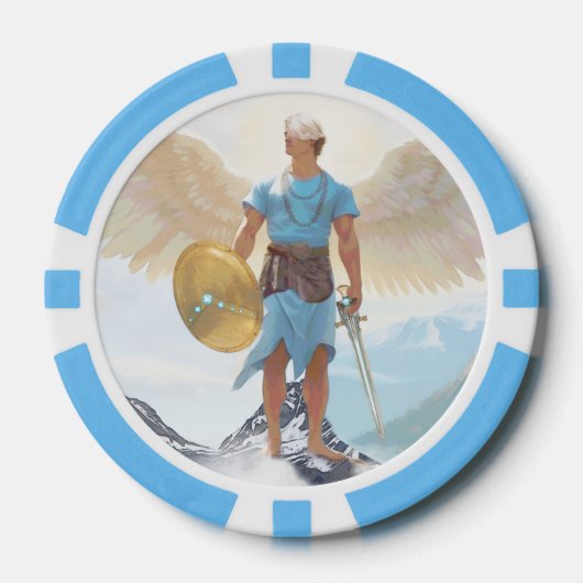 Archangel Michael “Wees Dichtbij” Beschermingstoke Poker Chips (Voorkant)