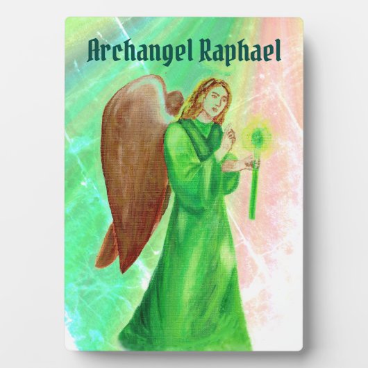 Archangel Raphael Display Plaque w/easel Fotoplaat (voorkant)