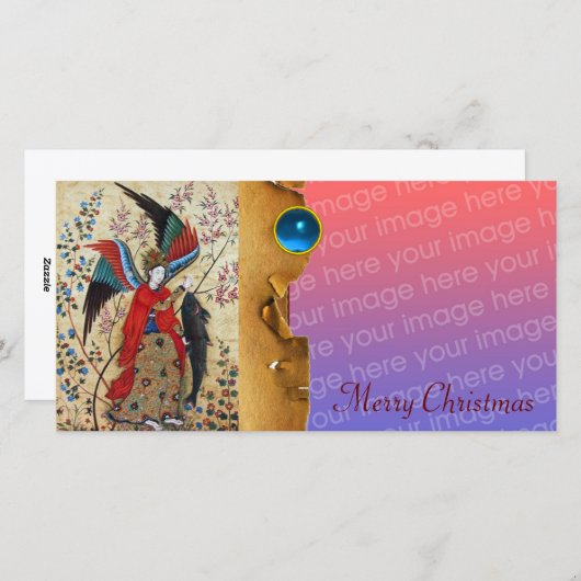 ARCHANGEL RAPHAEL EN FISH CHRISTMAS PARCHCHANGEL FEESTDAGENKAART