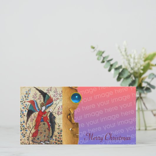 ARCHANGEL RAPHAEL EN FISH CHRISTMAS PARCHCHANGEL FEESTDAGENKAART (Staand voorkant)