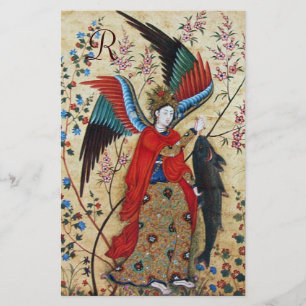 ARCHANGEL RAPHAEL EN FISH PARCHMENT MONOGRAM BRIEFPAPIER