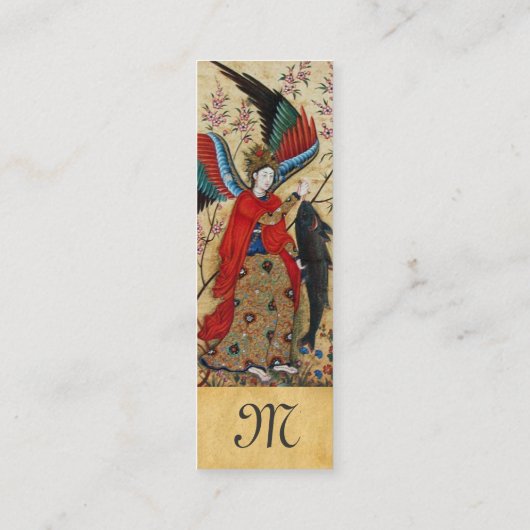 ARCHANGEL RAPHAEL EN FISH PARCHMENT MONOGRAM MINI VISITEKAARTJE (Achterkant)