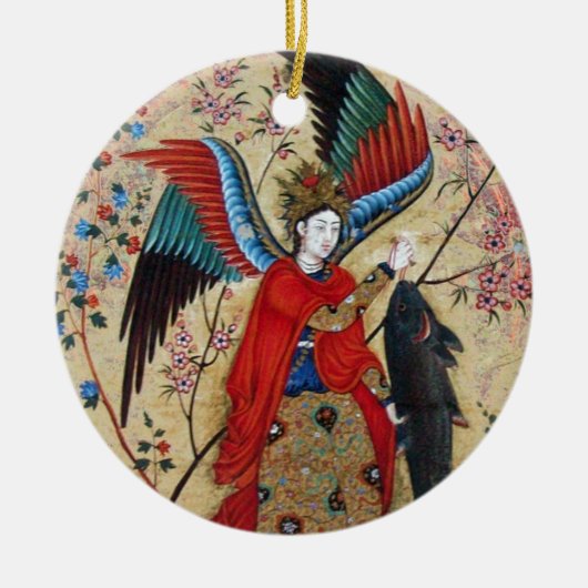 ARCHANGEL RAPHAEL EN VISSERIJPARCHTIE KERAMISCH ORNAMENT (Voorkant)