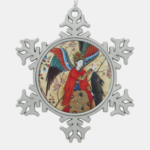 ARCHANGEL RAPHAEL EN VISSERIJPARCHTIE TIN SNEEUWVLOK ORNAMENT