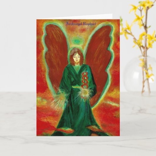 Archangel Raphael Wenskaart Kaart (Gele Bloem)