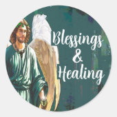 Archangel Saint Raphael Blessings & Healing Angel Ronde Sticker (Voorkant)